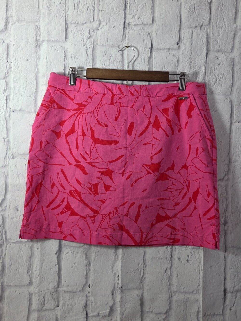 Rafaella Stretch Extra Large Pink Leaf Preppy Summer Tennis Comfort Skort